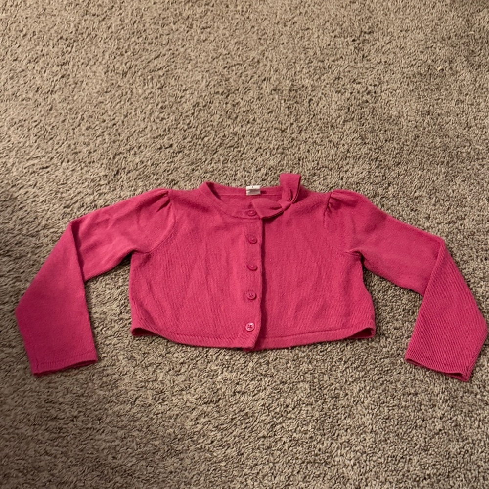 Janie and Jack Pink Kids cardigan Sweater with bow detail crop style Size 4